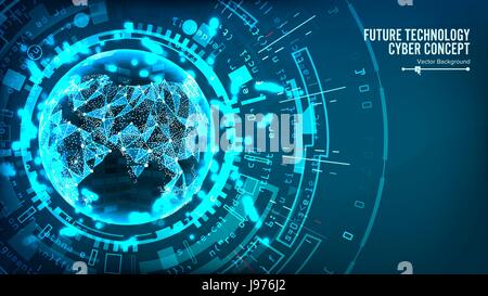Futuristic Technology Connection Structure. Vector Abstract Background. Future Cyber Concept. Digital System Design Stock Vector