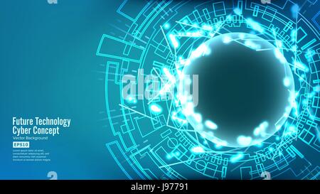 Futuristic Technology Connection Structure. Vector Abstract Cyberspace Background. Future Cyber Concept. Stock Vector