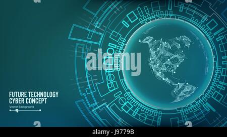 Futuristic Technology Connection Structure. Vector Abstract Cyberspace Background. Future Cyber Concept. Stock Vector