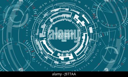 Abstract Futuristic Technological Background Vector. Security Cyberspace. Electronic Data Connect. Global System Communication Stock Vector