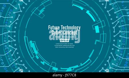 Abstract Futuristic Technological Background Vector. Security Cyberspace. Electronic Data Connect. Global System Communication Stock Vector