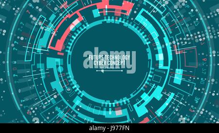 Abstract Futuristic Technological Background Vector. Security Cyberspace. Electronic Data Connect. Global System Communication Stock Vector