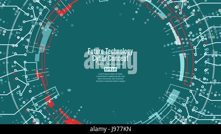 Abstract Futuristic Technological Background Vector. Security Cyberspace. Electronic Data Connect. Global System Communication Stock Vector