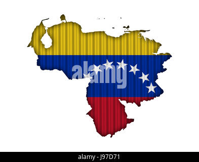 Map and flag of Venezuela on corrugated iron Stock Photo