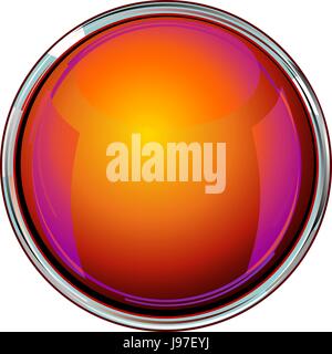 Red shiny button with metallic elements, vector design for website. Stock Vector