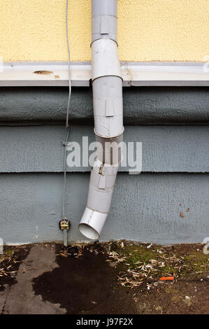 Old rainwater pipes and gutters Stock Photo