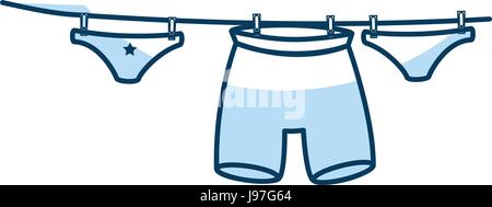 clothes hanging in the laundry Stock Vector