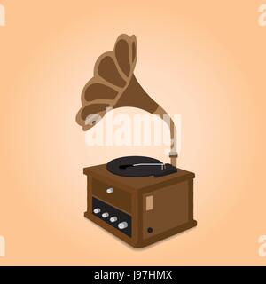 Vintage Appliances, Ancient record player, Vector illustration Stock Vector