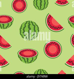 Watermelon Seamless Pattern Background Designed as Sweet And Fresh Fruit Stock Vector