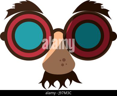 Eye glasses with mustache joke mask Stock Vector