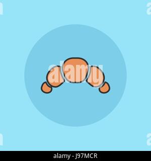 Croissant simple flat vector illustration icon. Stock Vector