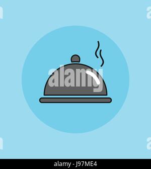 Cloche, food plate vector sign illustration icon. Stock Vector