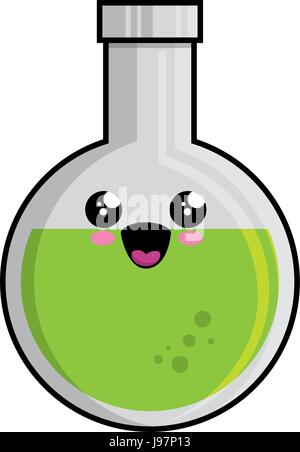 kawaii chemical flask icon  Stock Vector