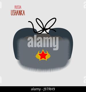 Ushanka. National cap of   military in Russia. Vector illustration Stock Vector