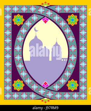 Traditional Oriental mosque frame. Arabic, Islamic pattern. Vector illustration Stock Vector