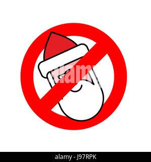 Stop Santa Claus. Ban for Christmas. Ban for Santa with beard. Red forbidding character. Stock Vector