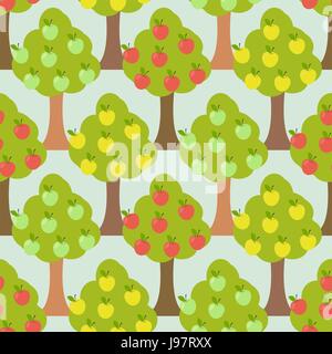 Apple tree seamless pattern. Orchard background Stock Vector