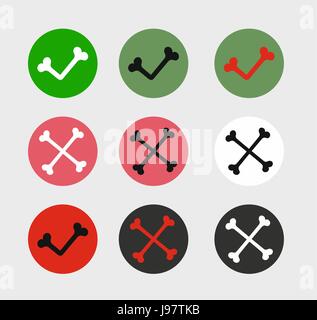 bone Check Marks Icons. Set of Flat Design Stock Vector