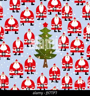 Christmas pattern. Santa Claus and Christmas tree seamless background. Feast of texture. Stock Vector