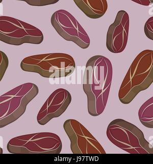 Piece of meat vector pattern. Steaks seamless background. Cuts of meat Stock Vector