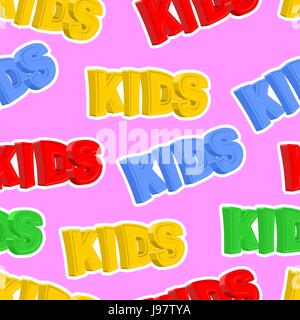 Inscription of colored letters KIDS. Vector kids seamless pattern Stock Vector