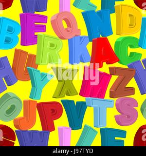 Color letters seamless pattern. Childrens alphabet. Cute funny ABC Stock Vector