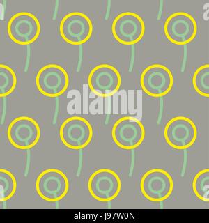 Dandelions seamless pattern. Background of stylized flowers. Endless fabric Ornament. Stock Vector