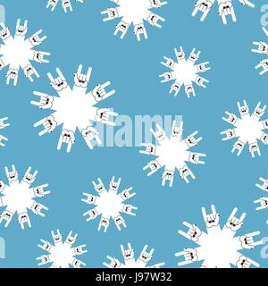 Rock and roll winter seamless pattern. Background Snowflakes from rock hand sign. Stock Vector