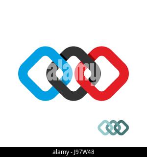 Connection of three squares. Design element for Logo of squares. Logo for  business template. Stock Vector