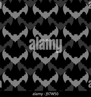 Bats seamless pattern. Background of flying animals. Black ornament from  bloodsuckers and vampires. Stock Vector