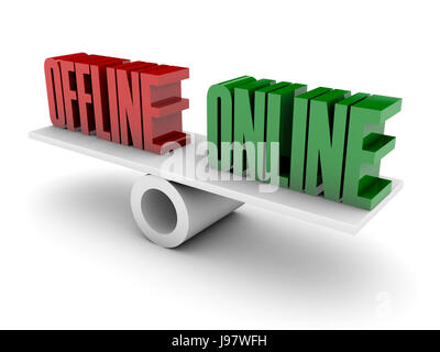 Offline and Online opposition. Concept 3D illustration. Stock Photo