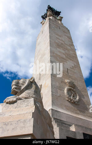 Sculpture by Henry Poole on Portsmouth Naval Memorial or Southsea Naval Memorial. Designed by Sir Robert Lorimer. Unveiled on 15 October 1924. Maintai Stock Photo