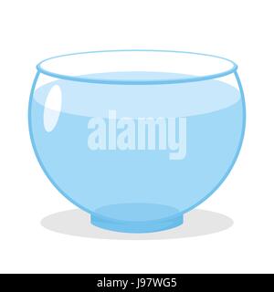 Aquarium with water. Transparent glass tank for fish content. Vector Empty Aquarium Stock Vector