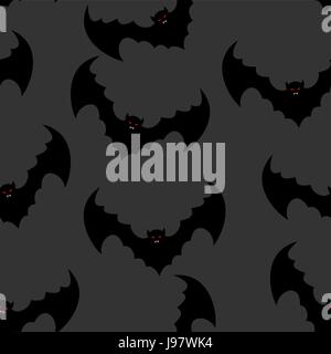 Bat seamless pattern. Flying vampire background. Monster with wings. Night Horror Stock Vector