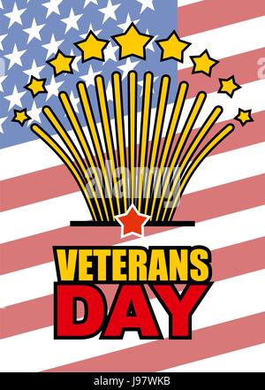 Veterans Day. Salute honoring American heroes on  background of USA  flag. Vector illustration of patriotic national holiday United States Stock Vector