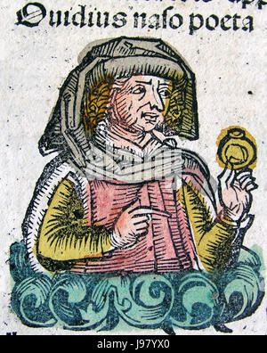Publius Ovidius Naso in the Nuremberg chronicle XCIIIv Stock Photo