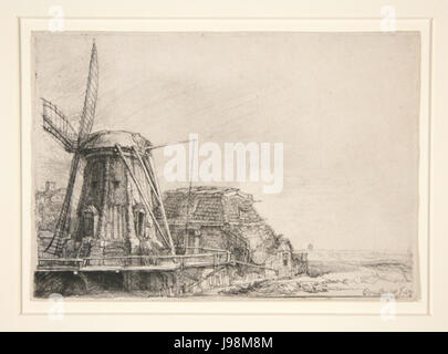 The Windmill 1641 by Rembrandt Stock Photo - Alamy