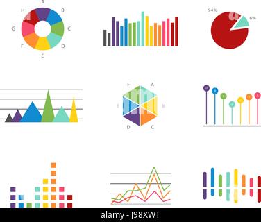 Set of data finance diagram graphic.Chart and business report Stock Vector
