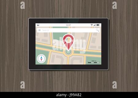 Map and navigation. GPS coordinates. Location icons. Line art Stock