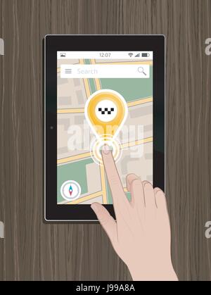 Pick A Cab Taxi Via Mobile Stock Vector