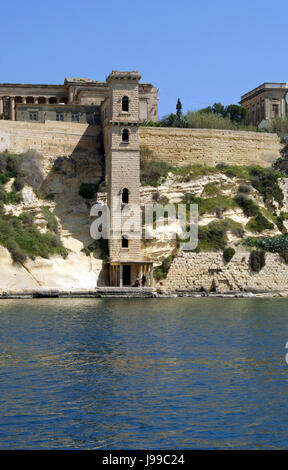 tower, entrance, harbor, ruin, malta, harbours, blockhouse, crags, chateau, Stock Photo
