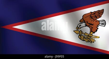 Flag of American Samoa with a little Waving, Shading & Flag Colors separated layers - Vector Illustration Stock Vector