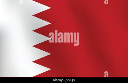 Flag of Bahrain with a little Waving, Shading & Flag Colors separated layers - Vector Illustration Stock Vector