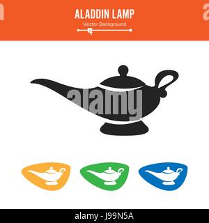 Aladdin Lamp Vector. Simple Black Silhouette Symbol Isolated On White Background. Stock Vector