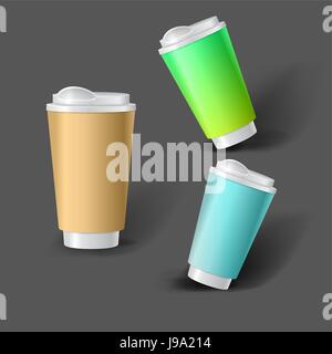 Mockup template for branding and product designs. Isolated realistic cups for coffee or tea and unique design. Stock Vector