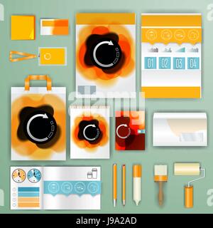 Corporate identity template with color elements. Vector company business style for brandbook, report and guideline. Stock Vector