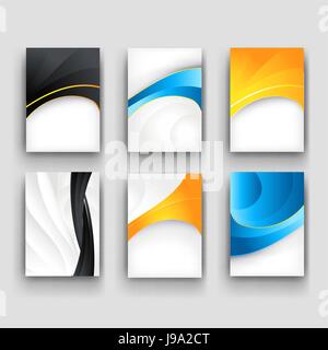 Vector minimal curve wave set background with shadow and space for text and message for business artwork, brochure, flyer, cover, template Stock Vector