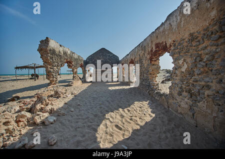 Remnants of the old Dhanushkodi church. Dhanushkodi was destroyed in a devastating cyclone in the year 1964 and popularly known as Ghost city. Stock Photo