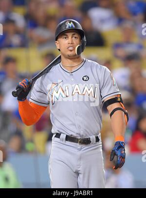 Miami Marlins' Giancarlo Stanton during spring training baseball ...