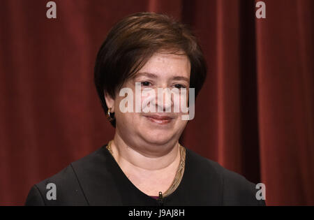 Associate Justice Elena Kagan poses for a group photograph at the Supreme Court building on June 1 2017 in Washington, DC. Credit: Olivier Douliery / Pool via CNP     - NO WIRE SERVICE · Photo: Olivier Douliery/Consolidated News Photos/Olivier Douliery - Pool via CNP Stock Photo